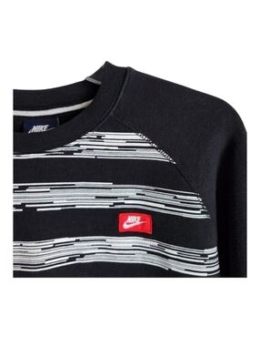 Y2K Nike Sweatshirt | Men’s M | Black White Stripe Crewneck | Vintage Streetwear